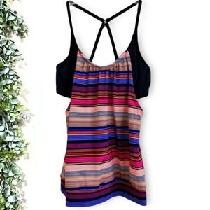 Athleta Capri Stripe Blousy Bra Tankini 32 B/C new